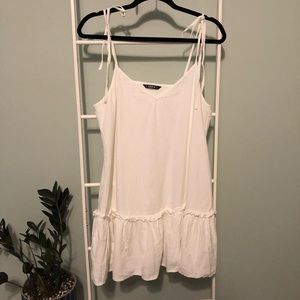 Shein White Ruffle Hem Mini Sleeveless Tie Strap Dress